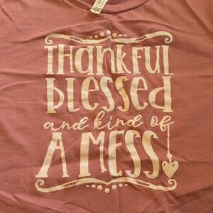 Bella Canvas Mauve Graphic Tee "Thankful Blessed And Kindof A Mess"